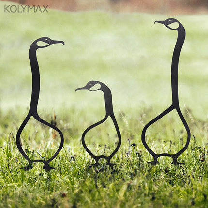 花园装饰户外铁艺3D黑天鹅庭院阳台插件布置造景别墅园林草坪摆饰