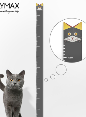 创意卡通身高贴3D立体亚克力墙贴现代简约量身高尺贴画自粘可移除