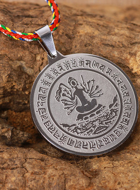 结缘钛钢咒轮吊坠准提镜挂件