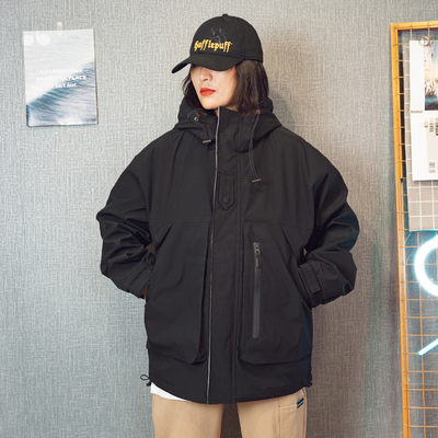 秋秋装新品小箭头冲锋式男女宽松加大码休闲外套户外防风防水