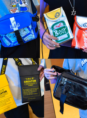 街头潮牌新款韩版情侣包潮包百搭ins字母包斜跨单肩包个性女