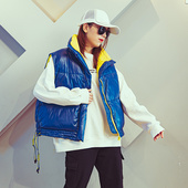 断码 棉马甲女秋冬宽松免洗外穿坎肩保暖 清仓潮牌哑光撞色高领短款