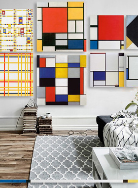 Mondrian蒙德里安《红黄蓝》色块抽象美学装饰挂画艺术时尚
