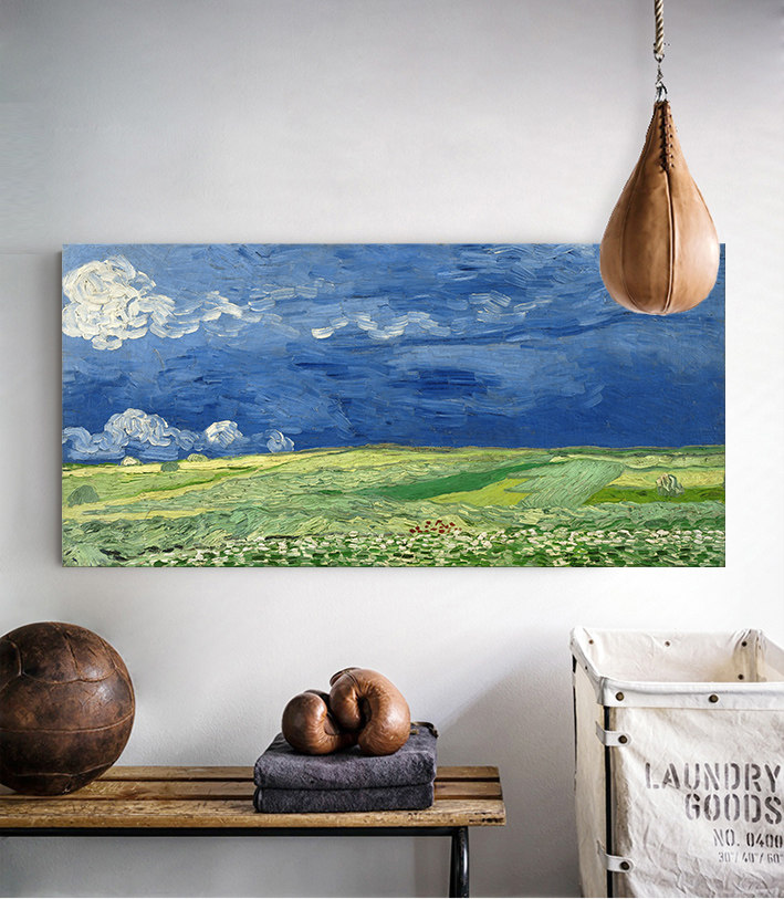 梵高麦田欧式风客厅卧室遮挡画