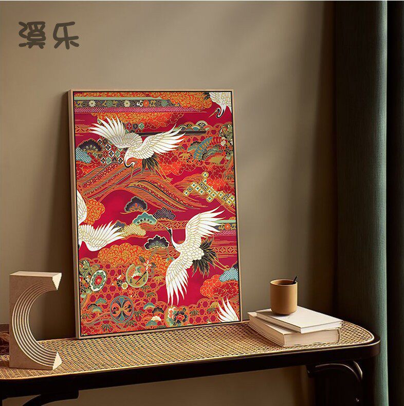 祥云仙鹤新中式沙发背景墙装饰画中国风瑞鹤图寓意好入户玄关画