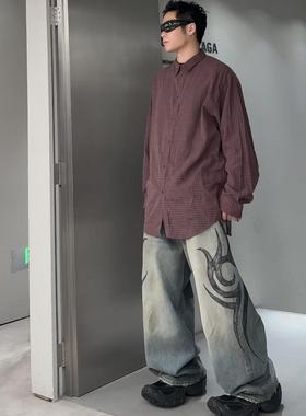 【DD.Studio】8+24秀款Y2K系列复古红色格子衬衫宽松百搭休闲内搭