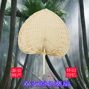 新会葵扇芭蕉扇手工编织葵扇双枝葵扇原色手工艺扇大蒲扇手摇扇