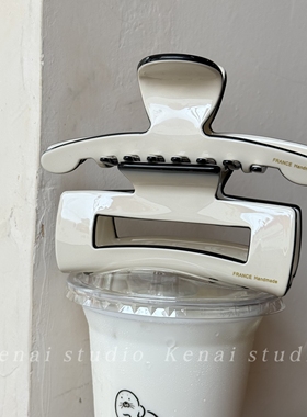 韩国进口France醋酸抓夹小香风白色系鲨鱼夹女深蓝渐变设计感发饰