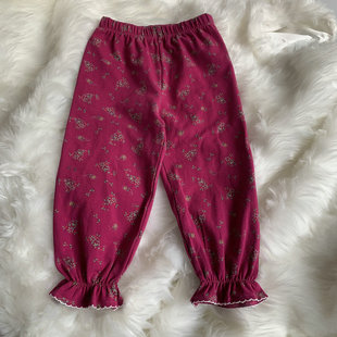 出口女童装小宝外贸松紧腰印花儿童荷叶边棉束口小灯笼居家长裤