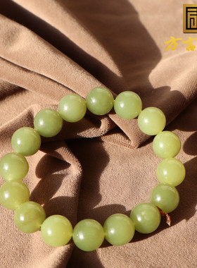 新疆细腻且末青黄口12mm圆珠手串