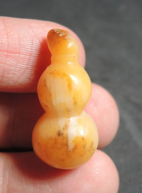 方言品牌和田玉佩戴级唐河料黄沁皮原生黄玉福禄双全吊坠挂件R2