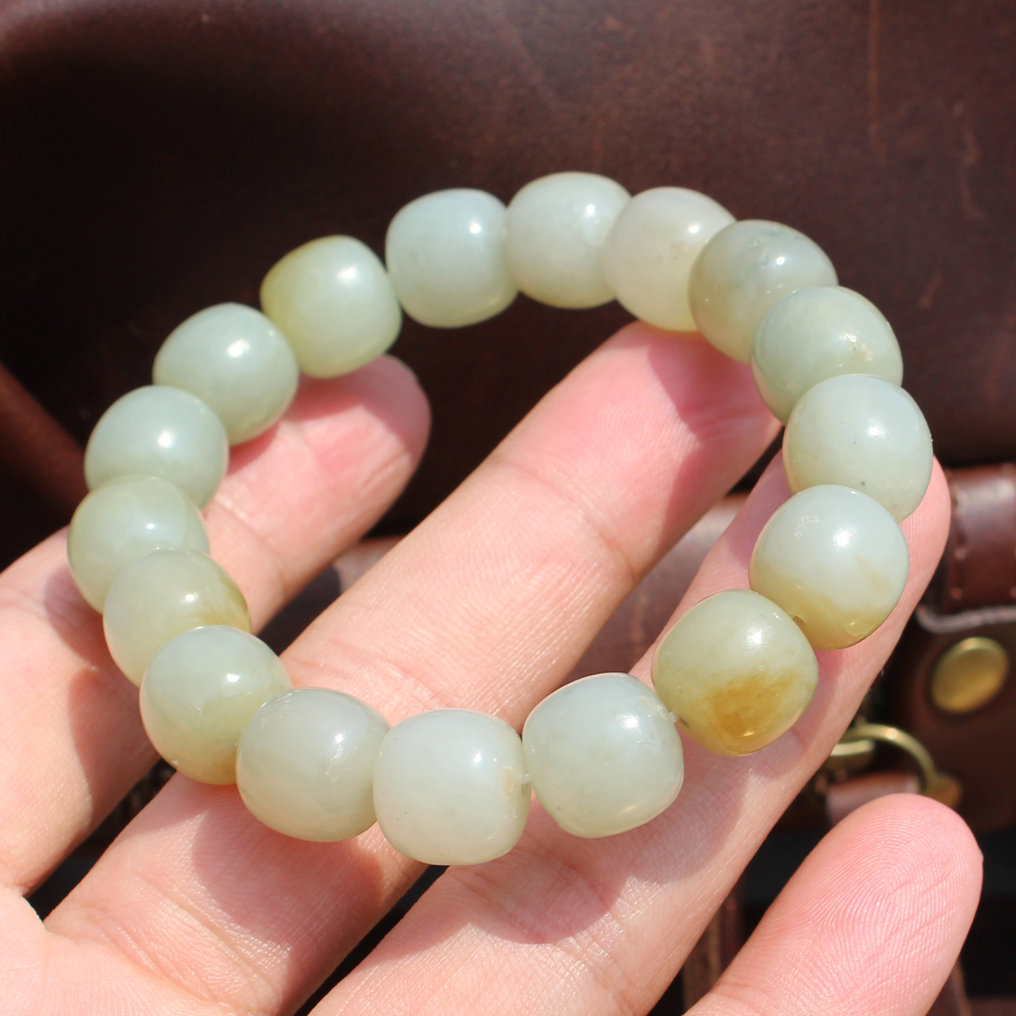 糖白玉新出12mm老型珠手串手链