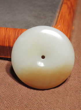 方言精品和田玉特色新疆且末料油性细腻糖白玉平安扣吊坠挂件h2