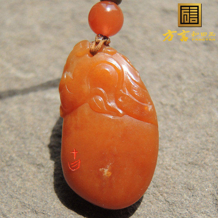 珍藏级杨大钊方言精品和田玉原生黄金黄色黄玉籽料挂件童子吊坠R