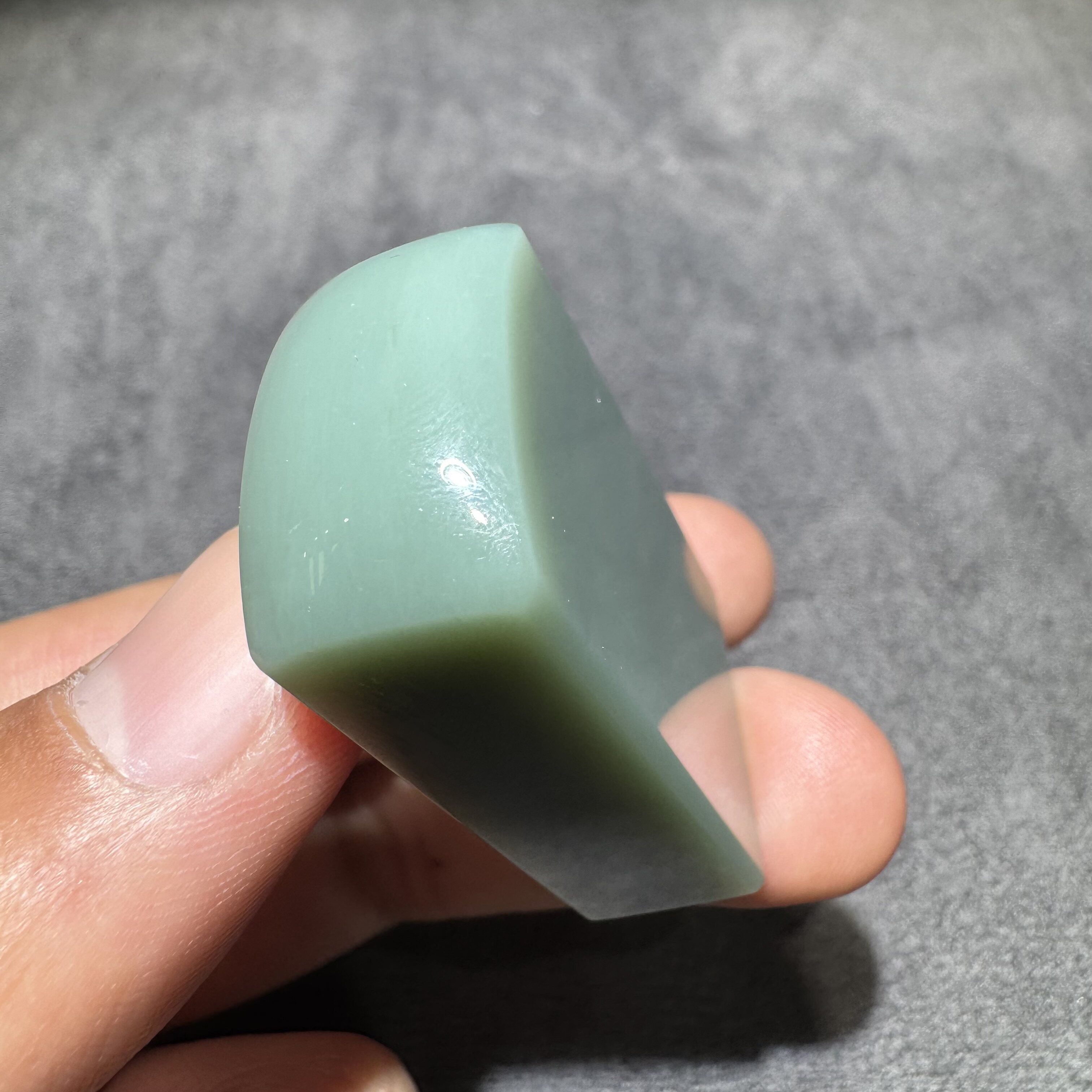 美滋滋方言和田玉老坑俄料碧玉鸭蛋青精美细腻印章无事牌吊坠S