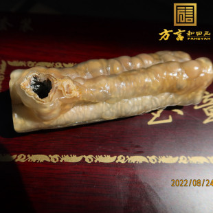 方言精品珍藏级新疆黑山经脉原石玛瑙配有桔红顶珠黑山玛瑙项链X