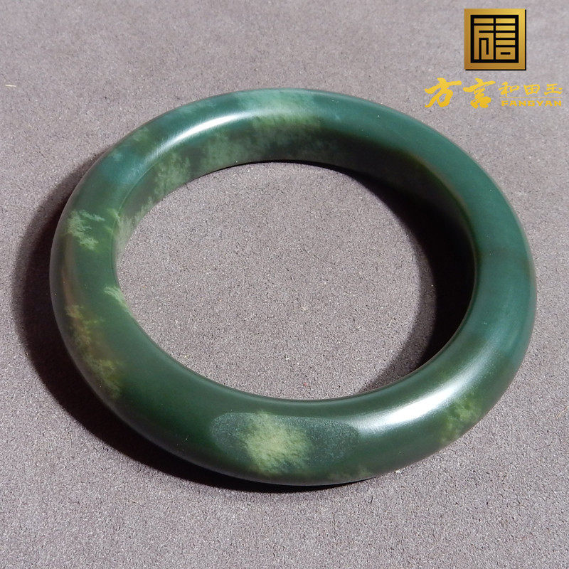 方言罕见精品沙枣青籽料蓝绿双基调加豆青色内径54mm三色手镯子w4