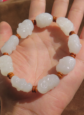 爆亏方言和田玉精品新疆细腻油润且末老坑羊脂白玉十八罗汉手串X5
