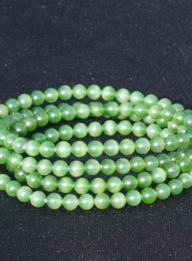 方言俄晶莹灵动阳绿猫眼碧玉手串