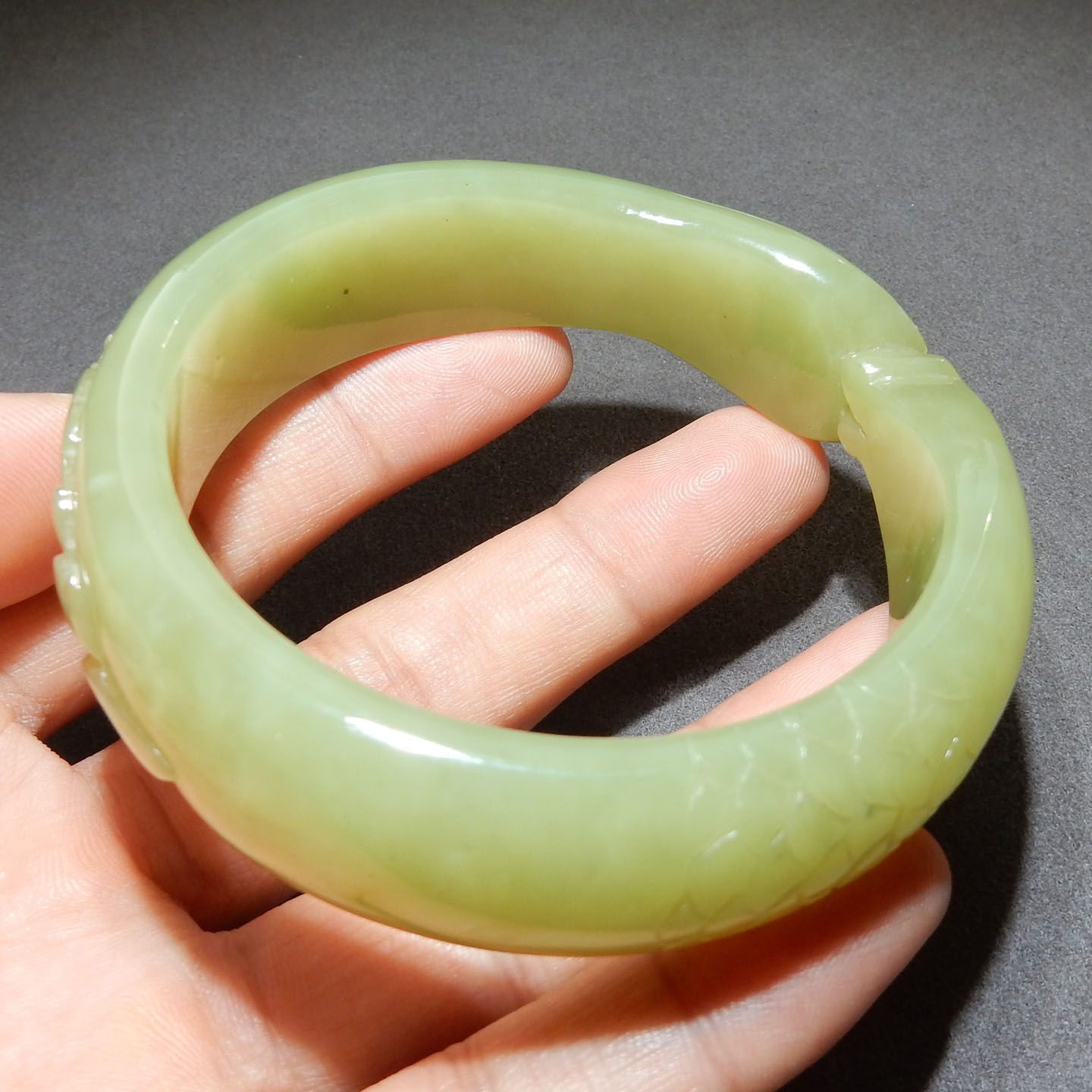 方言品牌和田玉精品佩戴级新疆且末料黄口内径卡58mm雕花手镯A5