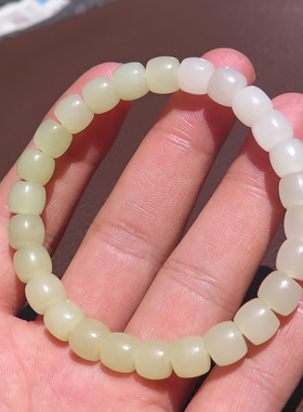 大动作方言和田玉青海老坑料细腻高冰晴水色卡8mm渐变直切手串X7