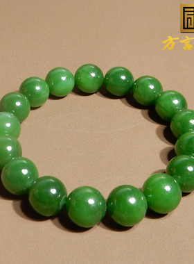 方言手链辣阳绿碧玉12mm细腻油润