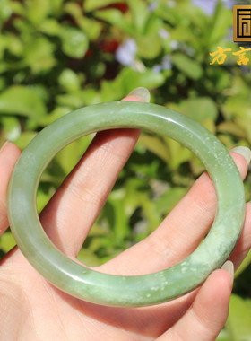 青海老料翠青墨双色58mm圆条手镯