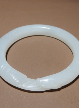 方言老坑高冰白玉连年有余手镯