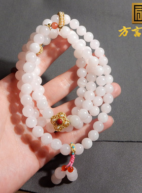 精品佩戴级油润细腻藕粉圆珠手链