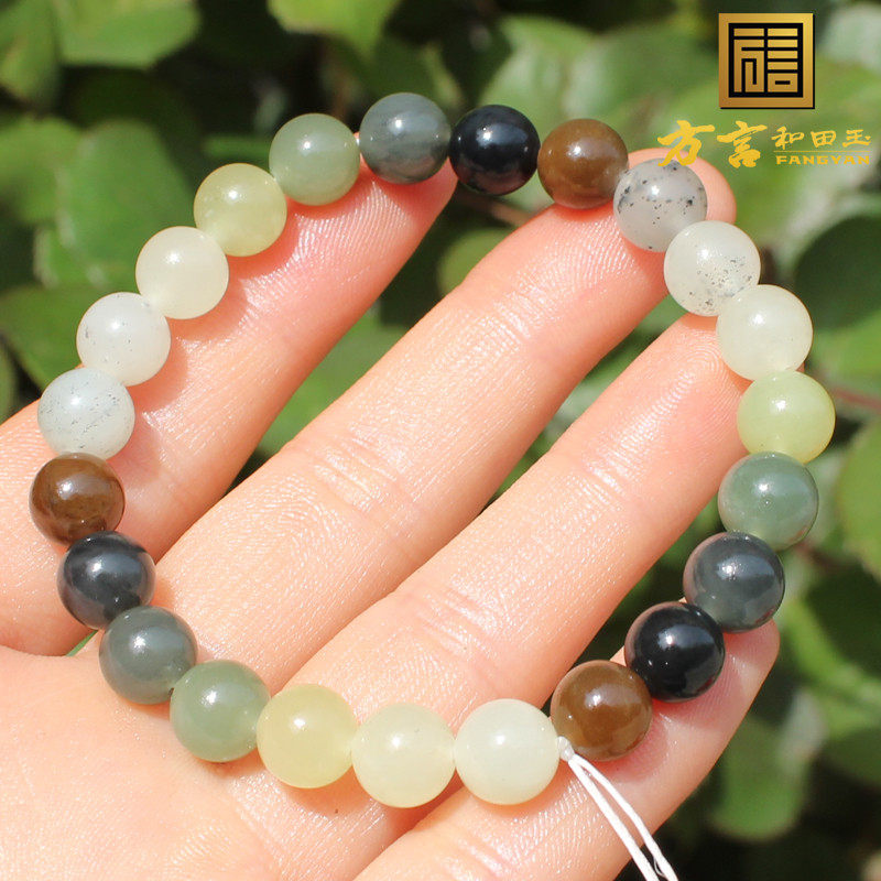 方言糖青花三彩10mm圆珠手串