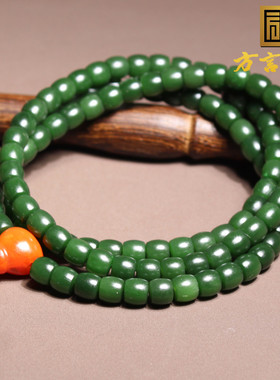 戈壁碧玉6直切老型珠项链玉手链