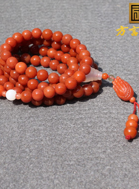 方言和田玉牛血红南红手串