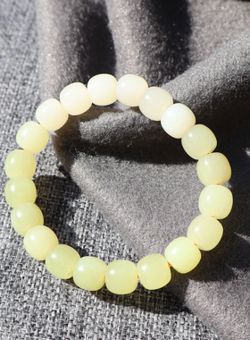 新疆冰底黄口渐变10mm老型珠手链
