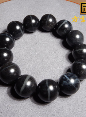 方言精品佩戴级新疆和田玉青花籽料白肉一线天16mm圆珠手串手链A5