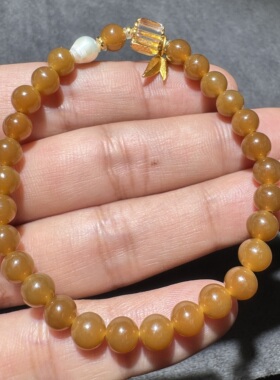 收藏级方言和田玉老熟新疆且末料油润细腻红糖6mm搭配珍珠手串S