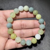 美哭了方言和田玉老熟新疆且末料难得蓝皮黄口白玉多宝10mm手串S