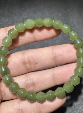 美哭了方言和田玉老熟新疆沙枣青高品质油润细腻特色8mm灯笼手串S