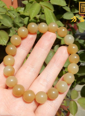 新疆且末高脂糖白玉10mm圆珠手串