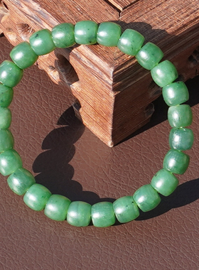 方言和田玉俄料菠菜绿碧玉手串