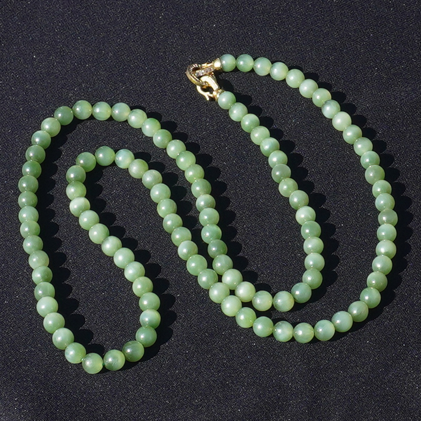 方言和田玉俄料冰底猫眼粉绿碧玉