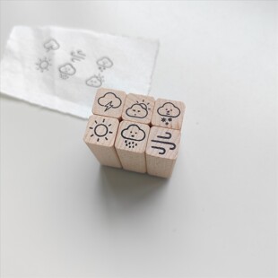 天气|原创晴天阴天下雨下雪打雷刮风手帐打卡1cm迷你木质小印章