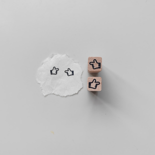 手势图标1cm迷你手帐小印章木质打卡可爱左右手指橡胶皮垫可定制