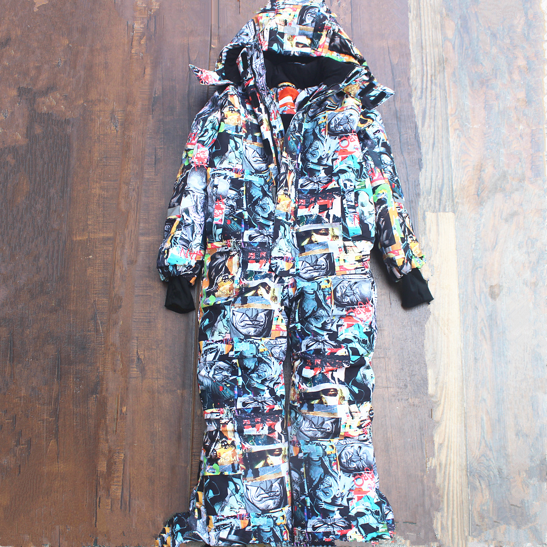 新加绒加厚儿童连体滑雪服男童滑雪套装中大童冲锋衣防水抗寒-30