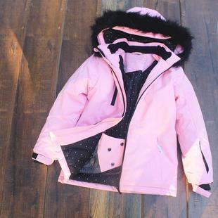 儿童冲锋衣女大童加棉加厚滑雪服中大童秋冬女童夹棉保暖厚外套贸