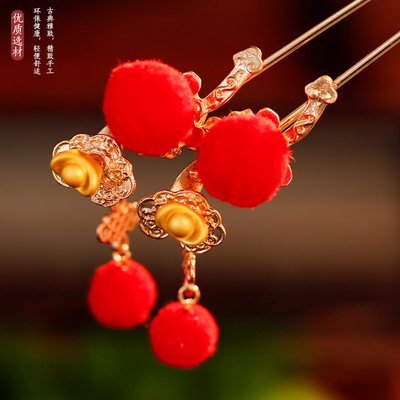 发簪合金可爱复古小财神