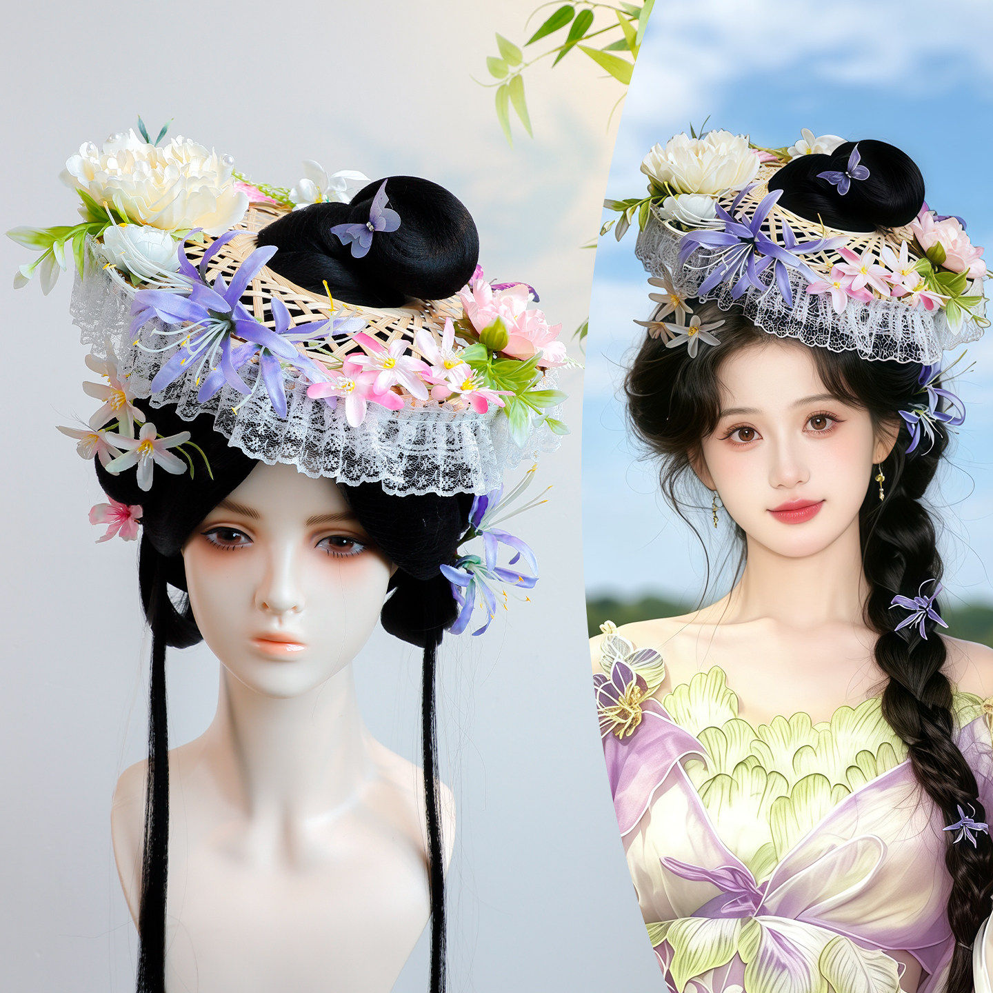 魏晋汉服假发头套发饰组合