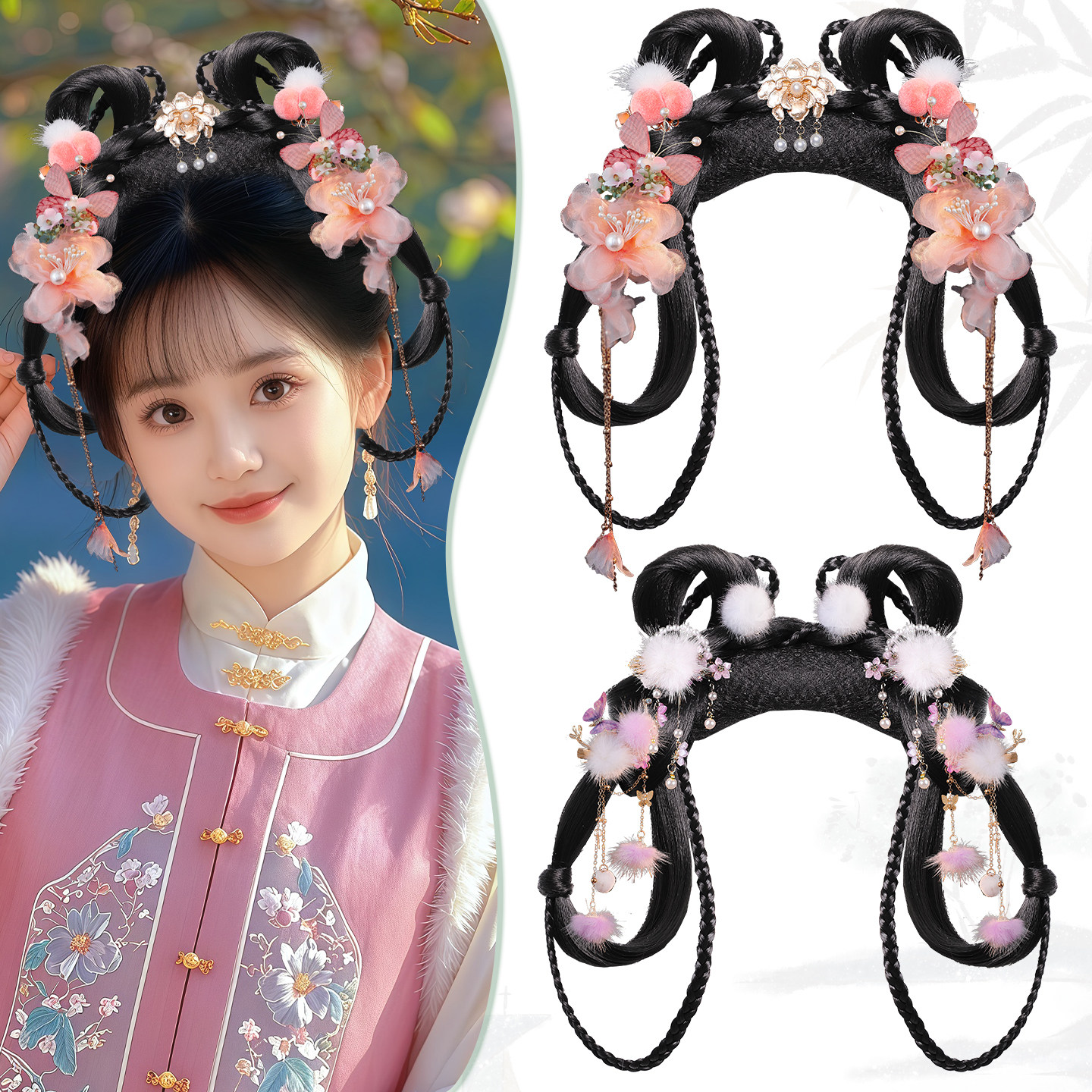 古风少女发饰组合假发套装