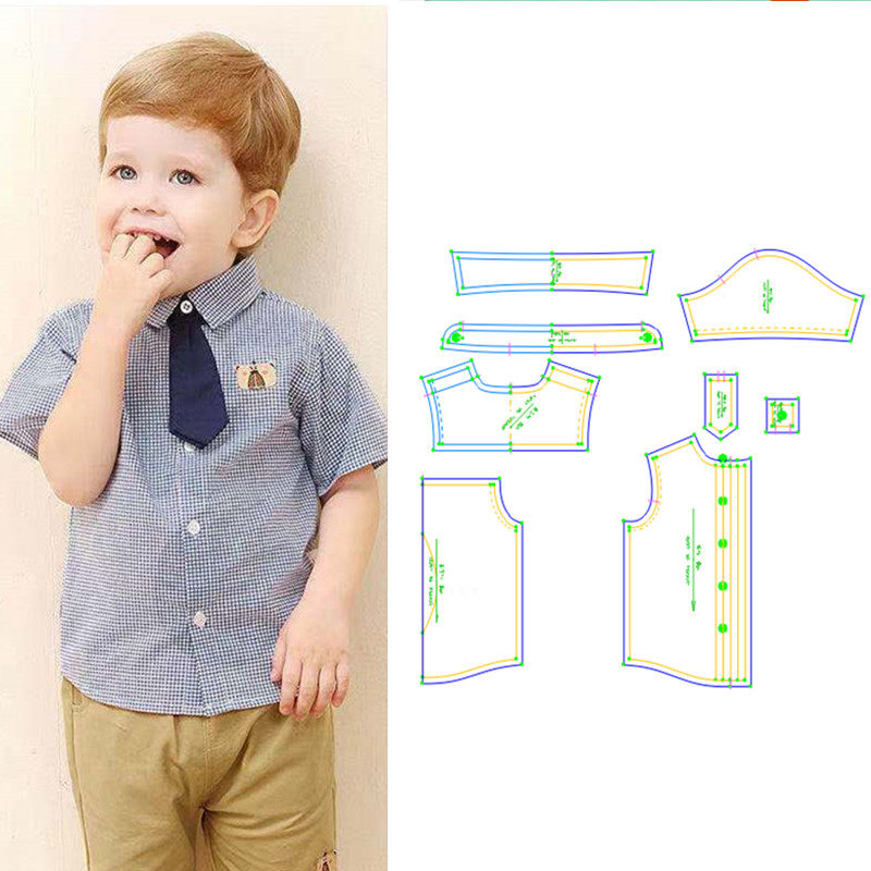 纸样打板格子短袖衬衣儿男童宝宝上衣197裁衣样板整张牛皮图纸,居家布艺,其他/配件/DIY/缝纫,淘宝优惠券,粉丝福利购,淘宝优惠卷