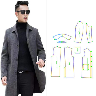 纸样图纸大衣中长款毛呢羊绒外套