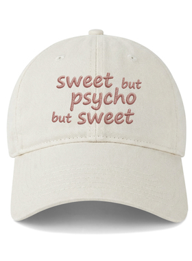 sweet but psycho鸭舌帽韩国男女情侣百搭刺绣棒球帽显脸小遮阳帽